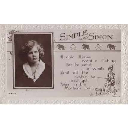 Simple Simon Went A Fishing Real Photo Antique RPC Postcard