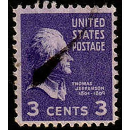 USA 1938 Personalities Jefferson 3c Used Stamp..