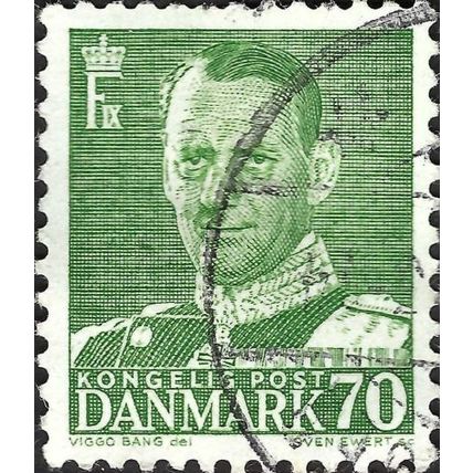 DENMARK, King Frederick IX, green 1950, 70ore, #4