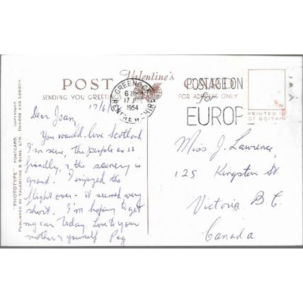 Greenock, Inverclyde - multiview: steam train, memorial - postcard, 1954 pmk