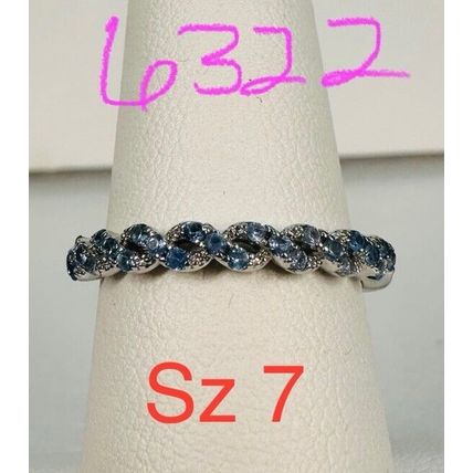 Bomb Party Ring Jewelry Sz7 Revealed RBP Petite Radiant Blue Clusters Rhodium Pl
