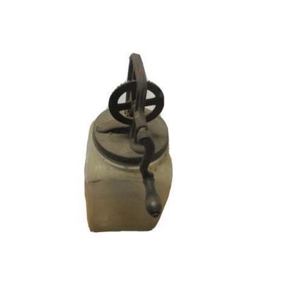 Vintage 1930s 4 Quart Butter Churn Metal Crank Wood Paddles Square Glass Jar