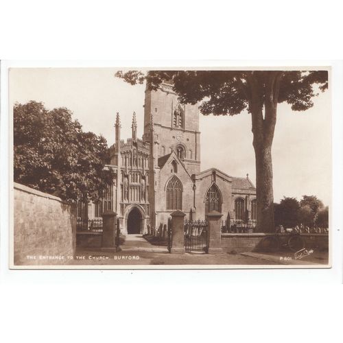 The Entrance to the Church at Burford Postcard Oxfordshire P601