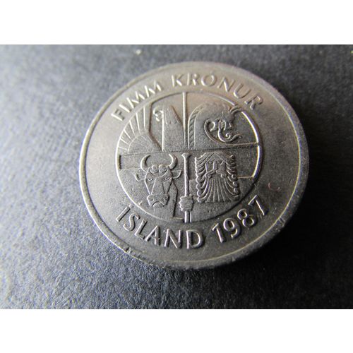 1987 ICELAND FIVE KRONA. V