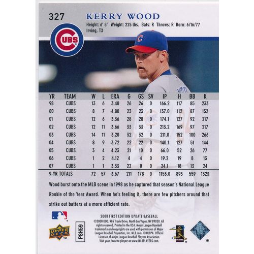 2008 Upper Deck First Edition Update 327 Kerry Wood Chicago Cubs
