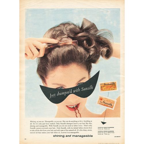 1958 Sunsilk Shampoo Full Page Vintage / Retro Magazine Advert