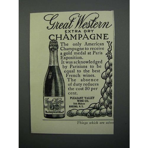 1908 Great Western Extra Dry Champagne Ad