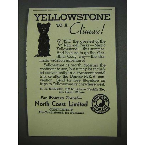 1935 Northern Pacific Railroad Ad - Yellowstone Climax