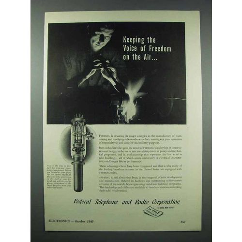 1943 Federal Telephone and Radio Ad - Tubes
