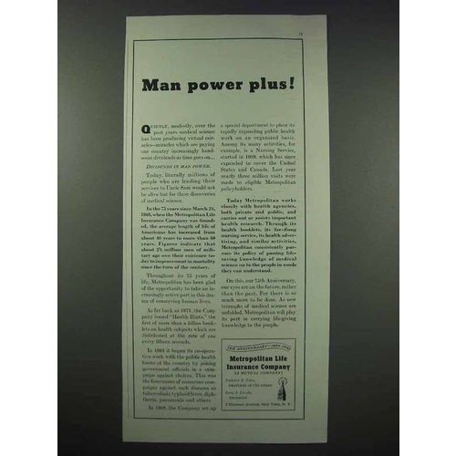 1943 Metropolitan Life Insurance Ad - Man Power Plus