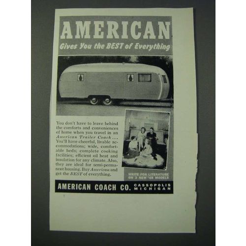 1948 American Coach Co. Trailer Ad - Gives You the Best of Everything
