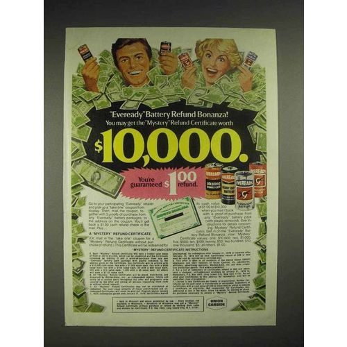 1977 Eveready Batteries Ad - Refund Bonanza!