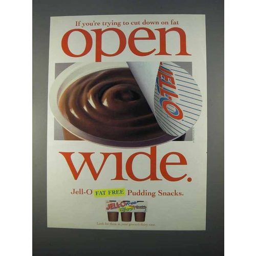 1996 Jell-O Fat Free Pudding Snacks Ad - Open Wide