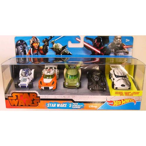 Star Wars Hotwheels 5 Car Pack R2-D2,Luke,Yoda,Vada + Stormtrooper - Hotwheels