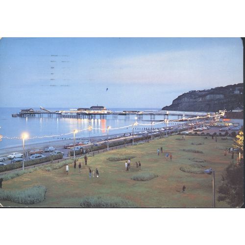 Vintage IOW PC 1976 - Shanklin esplanade and pier by night, Isle Of Wight