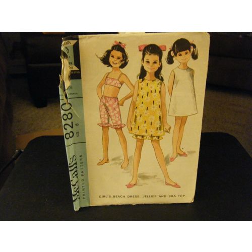McCall's 8280 Girl's Beach Dress, Ruffled Shorts & Bra Pattern - Size 6 Chest 24