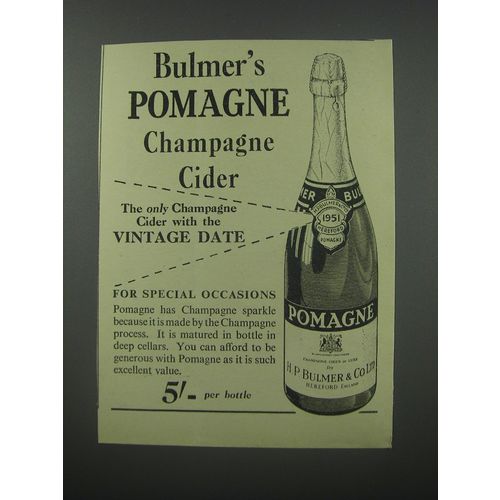 1954 Bulmer's Pomagne Champagne Cider Advertisement