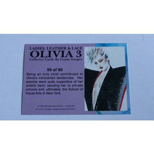 Olivia 3 Ladies, Leather & Lace Base trading card # 59 (A) 1994, Comic Images