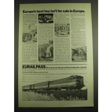 1971 Eurailpass Trains Ad - Europe's best buy isn't for sale in Europe