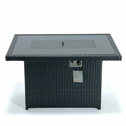 Black Fire Table Wicker / Aluminum 55,000 BTU Propane Burner + Crystal Stones