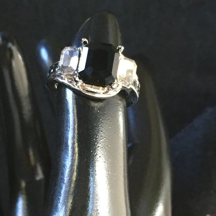 Ring Black Spinel White Topaz Unique #340,223 USA Seller