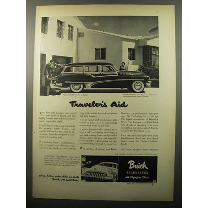 1950 Buick Roadmaster Estate Wagon Ad - Traveler's Aid