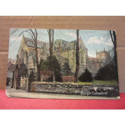 BANGOR CATHEDRAL, CAERNARFONSHIRE used antique postcard #