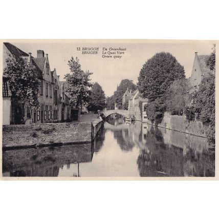 Bruges Green Quay Real Photo Belgium Old Postcard