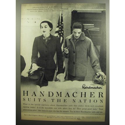 1952 Handmacher Suits Ad - Handmacher suits the nation
