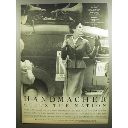 1952 Handmacher Suits Advertisement - Handmacher suits the nation