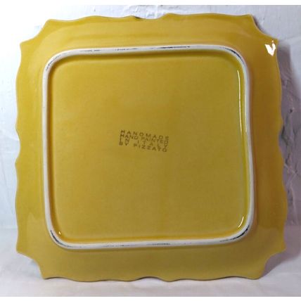 Pizzato 8" x 8" Square Dinner Plate Hand Made/Hand Painted In Italy Apple