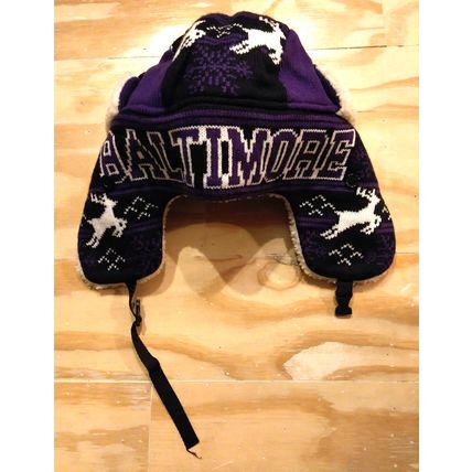 Baltimore Purple/Black Sherpa Hunter O/S Winter Design Cap w/Ear Flaps