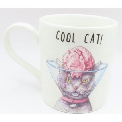 Cool Cat! Mug Fine China Cat Wearing Icecream Pun 9.5 CM Gift Drink Beverage Fun