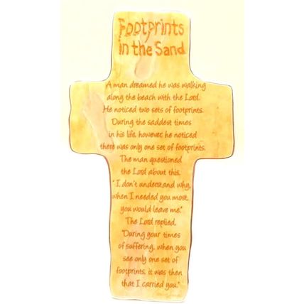 Footprints In The Sand Plaque Metal Fresstanding Christian Gift 14.5 CM