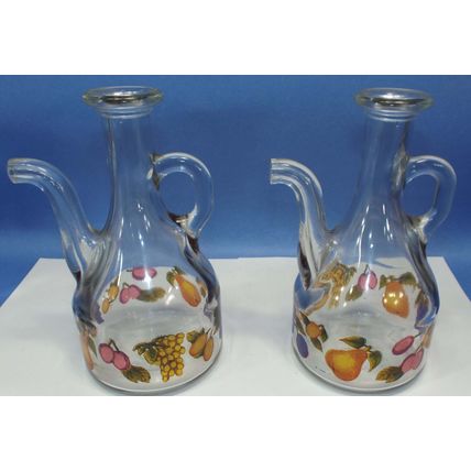 Large CERVE Romana Glass Cruet Oil Vinegar Pitcher Bottle Decanter Fruit Italy