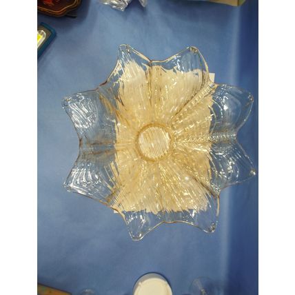XL MINT Murano Glass Italy Antica Cristalleria Italian Lavorato A Mano Bowl Gold