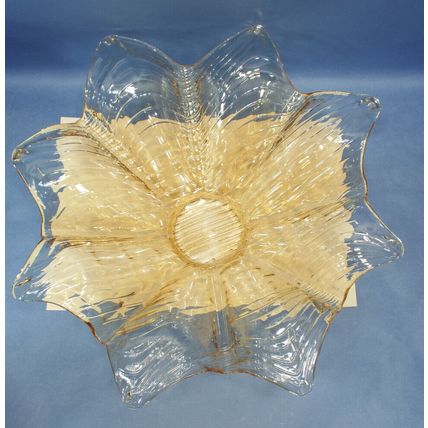 XL MINT Murano Glass Italy Antica Cristalleria Italian Lavorato A Mano Bowl Gold