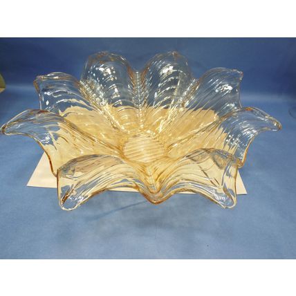 XL MINT Murano Glass Italy Antica Cristalleria Italian Lavorato A Mano Bowl Gold