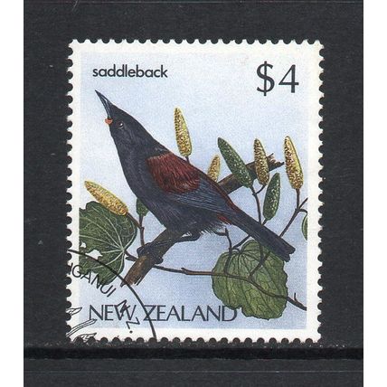 New Zealand - 1986 - $4 Native Birds (Saddleback) (sg1295) Used