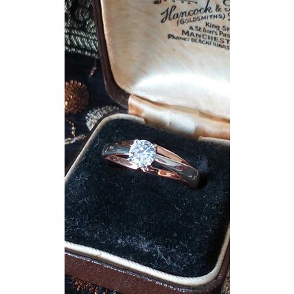 Vintage 1990-s 14 Ct Rolled Gold Zircon Ring Size UK N 1/2 US 7 - Hallmarked!
