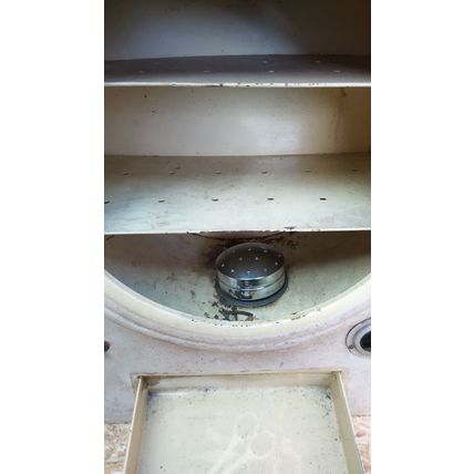 vintage barbers sterilizing cabinet sterilising 240v shelves port hole door rare