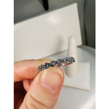Bomb Party Ring Jewelry Sz7 Revealed RBP Petite Radiant Blue Clusters Rhodium Pl
