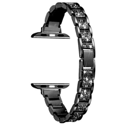 14mm Three-beads Diamond Aluminum Alloy Replacement Strap Watchband For Apple Wa