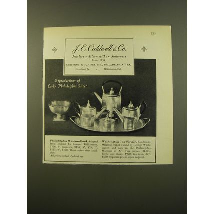 1961 J.E. Caldwell Ad - Philadelphia Museum Bowl and Washington Tea Service