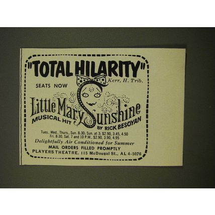 1961 Little Mary Sunshine Play Advertisement - Total Hilarity