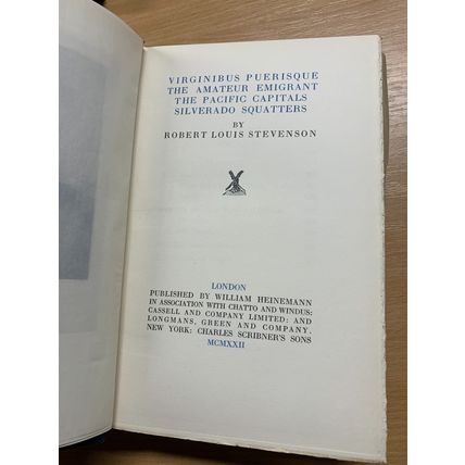 RARE* 1922 ROBERT LOUIS STEVENSON VIRGINIBUS PUERISQUE etc VOL 2 BOOK (P6)