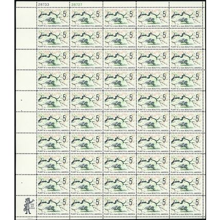 Plant for More Beautiful America Sheet of Fifty 5 Cent Postage Stamps Scott 1318