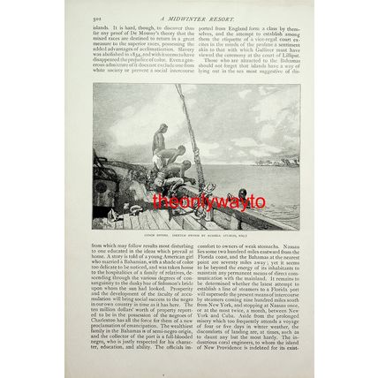 Conch Divers, Nassau, Bahamas, Book Illustration (Print), 1886/7