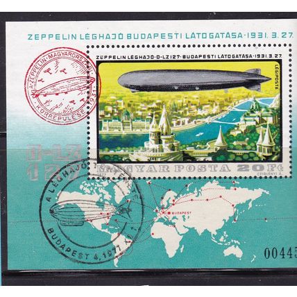 HUNGARY 1977 AIR GRAF ZEPPELIN MINIATURE SHEET USED/CTO SG MS3149