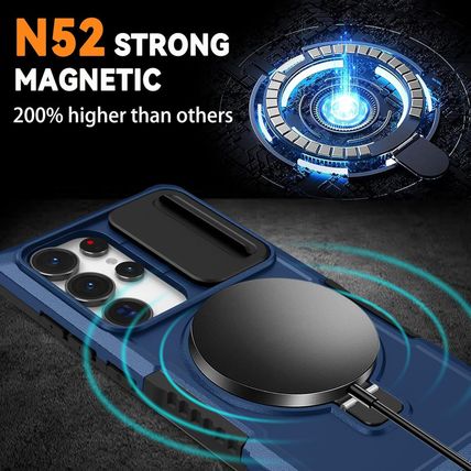 Magnetic Case for Samsung Galaxy S25 Ultra, with Ring Stand [Glass Screen Protec